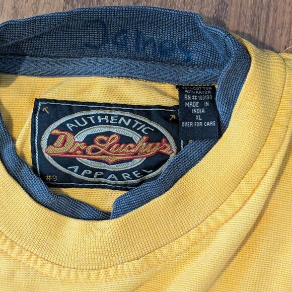 Dr. Lucky's Authentic Apparel-Men's- L -T-shirt-yellow-preowned - Picture 5 of 8